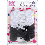 Joy Hair Barrettes 10Ct Black and White 16300