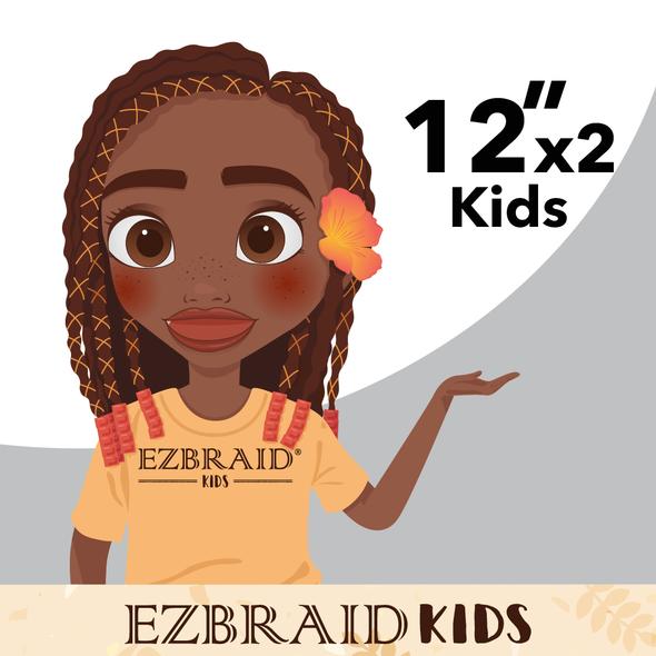 EZBRAID KIDS ANTI-BACTERIAL PRE-STRETCHED HAIR 12"- TWO PACK