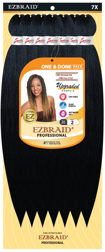 EZBRAID ANTI-BACTERIAL PRE-STRETCHED HAIR 26" ONE & DONE- 7X